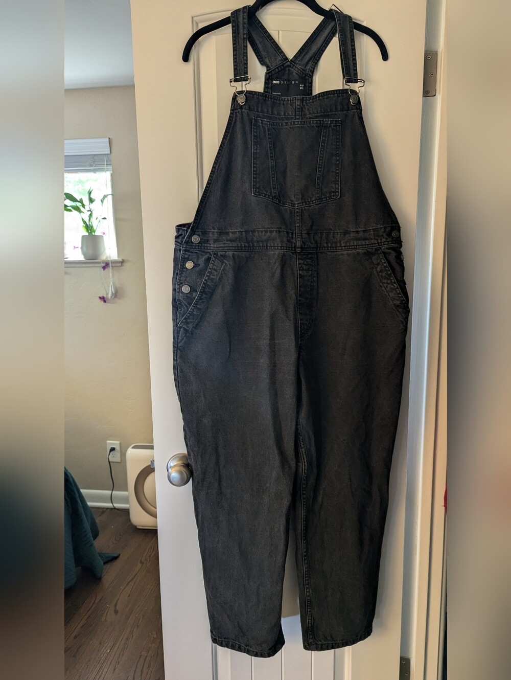 ASOS DESIGN denim overall in washed black